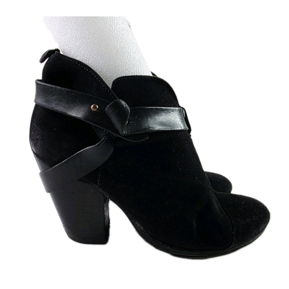 Rag & Bone Harrow Black Suede Leather Ankle Boots Womens Size 38 7.5/8 US